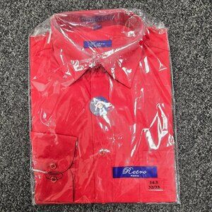 Men's Regular Fit Long Sleeve Solid Color Dress Shirts Red